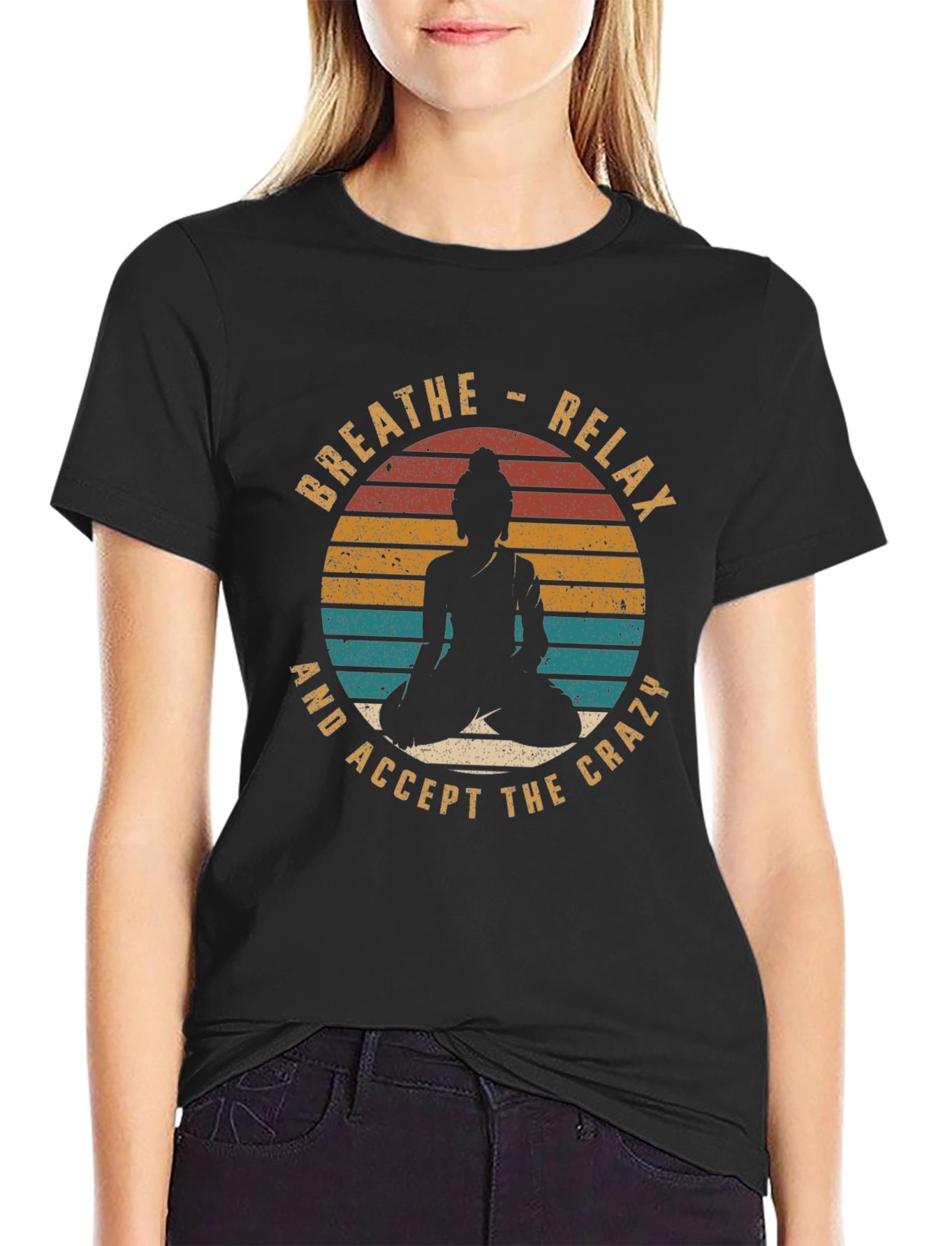 Breathe Relax Buddha Graphic Tee - Casual Comfort