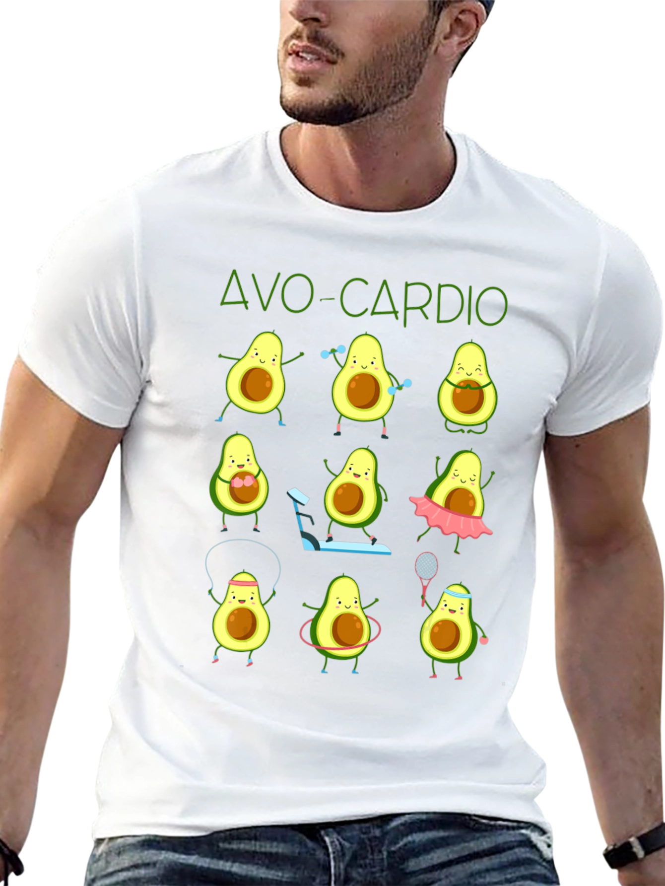 Avo-Cardio Black T-Shirt: Avocado Fitness Design