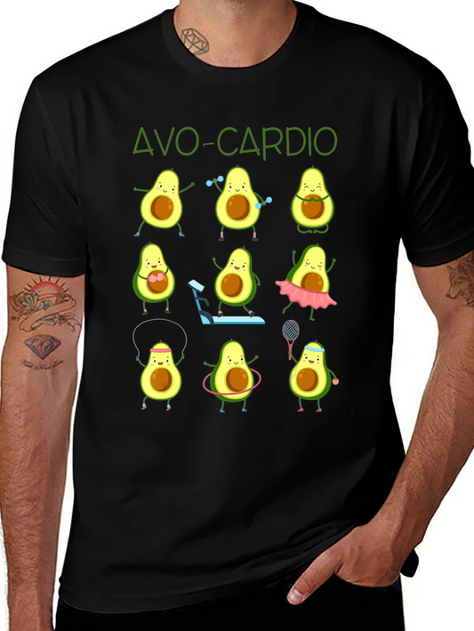Avo-Cardio Black T-Shirt: Avocado Fitness Design