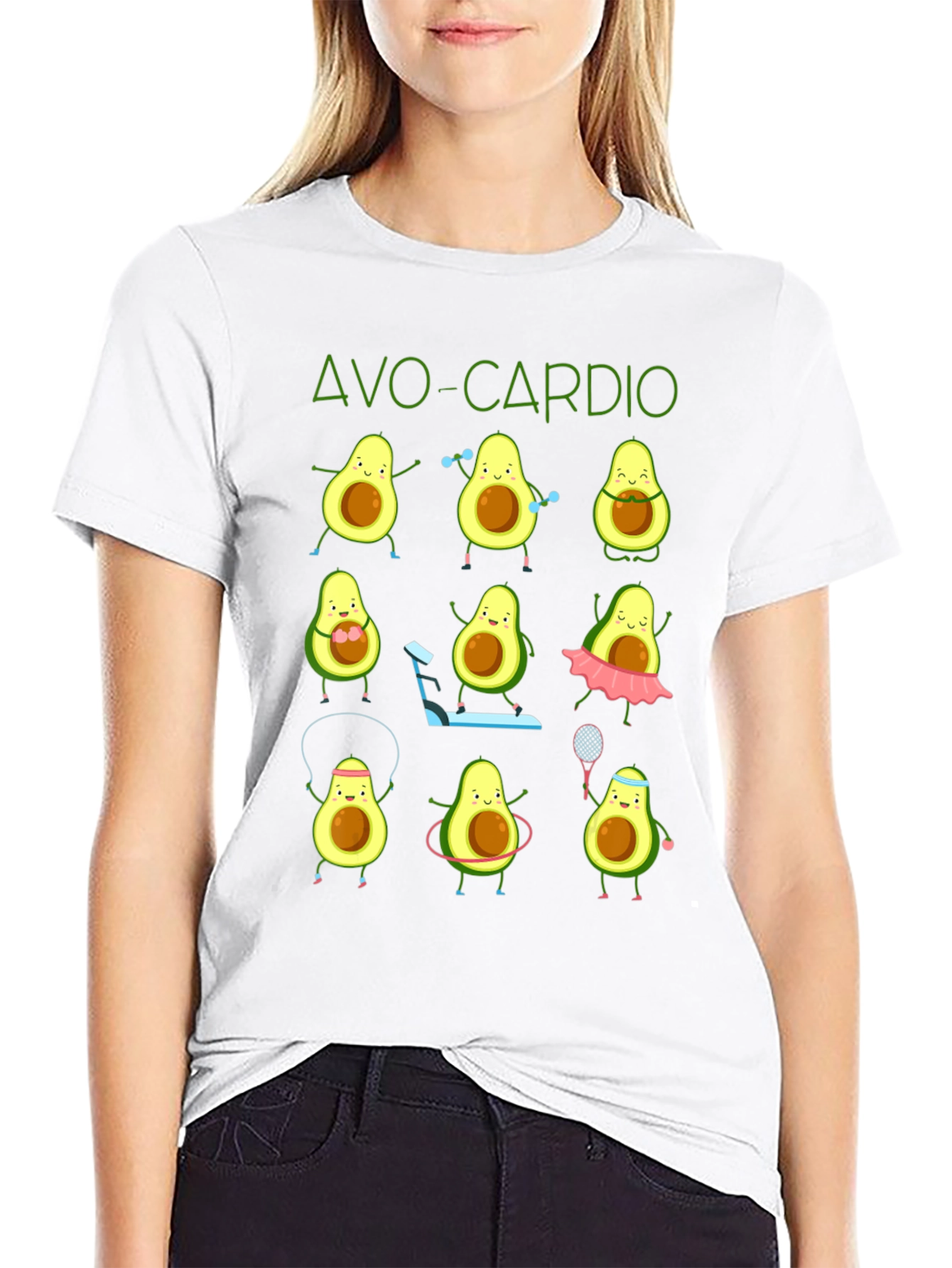 Avo-Cardio Black T-Shirt: Avocado Fitness Design