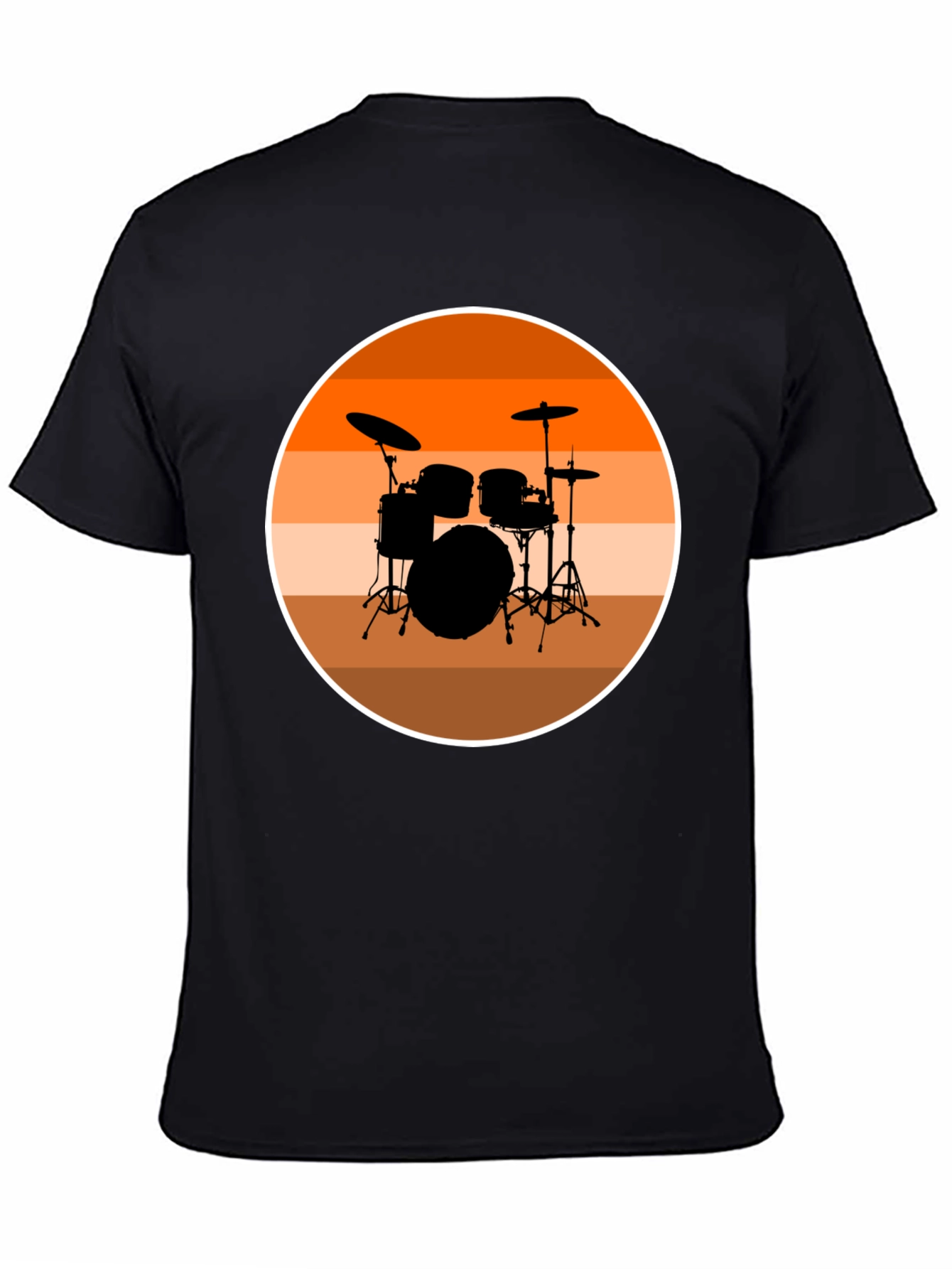 Drum Set Silhouette T-Shirt - Retro Music Tee