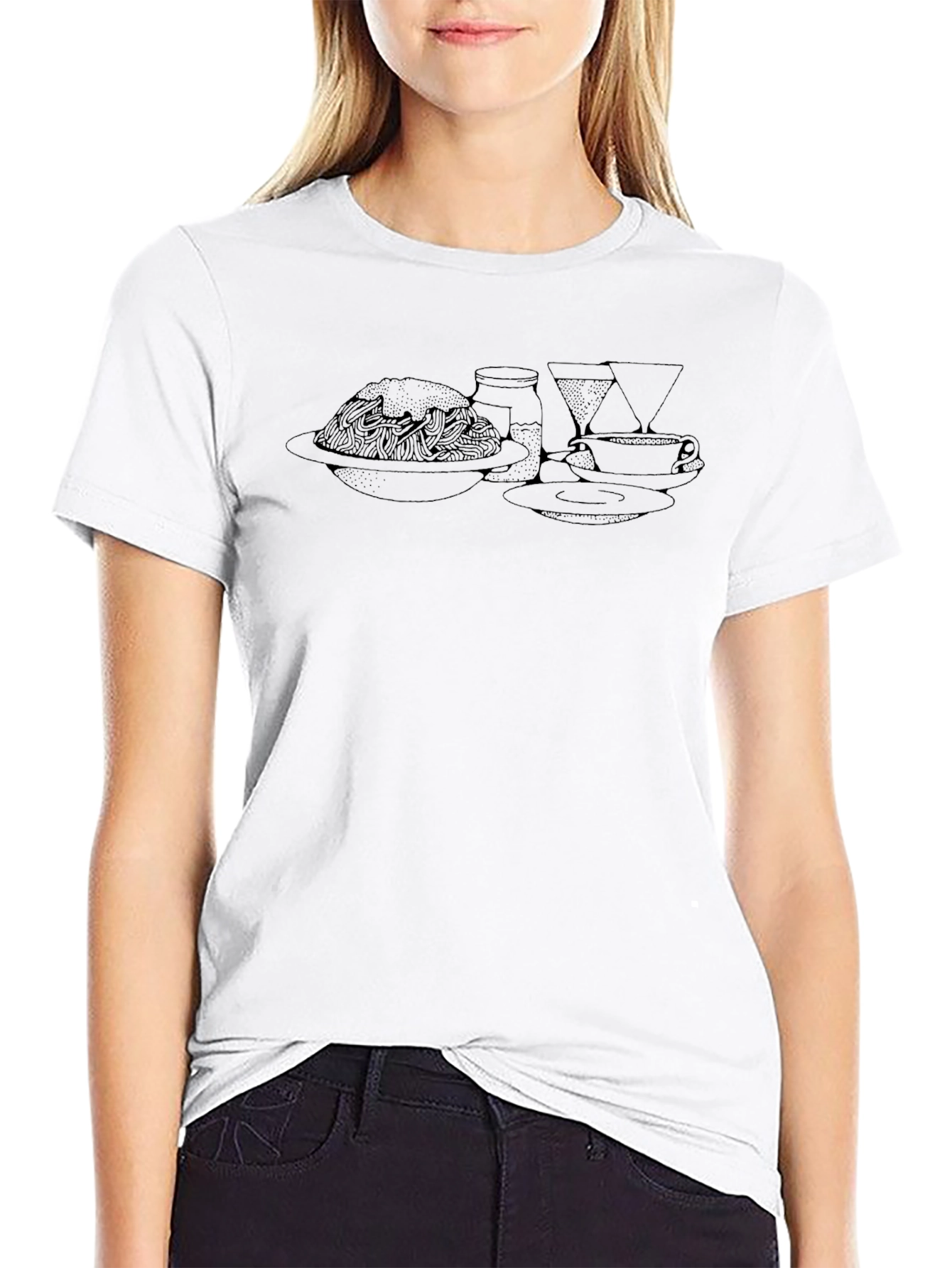 Black Graphic Tee - Spaghetti & Coffee