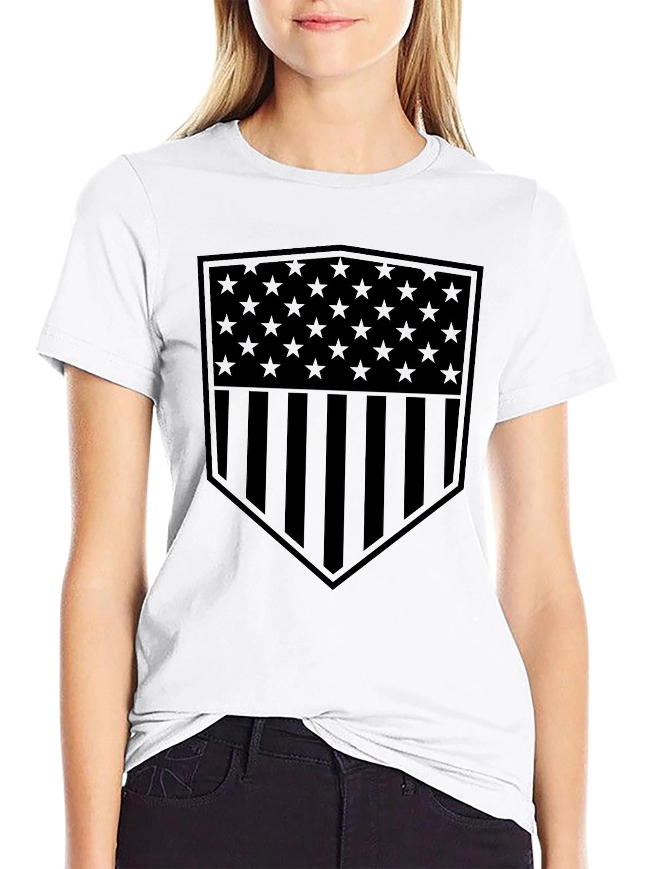 Blacked Out American Flag Shield T-Shirt