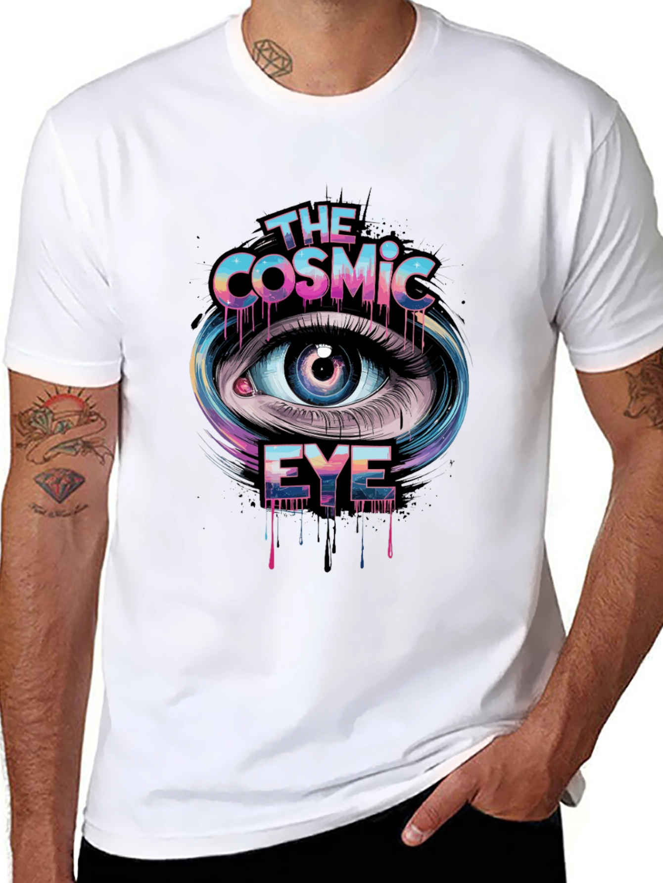 Cosmic Eye Graphic Print T-Shirt - Trendy Casual Tee