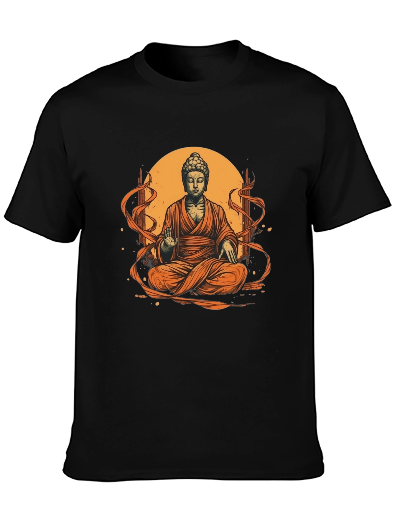 Buddha Graphic Tee - Black Cotton Blend