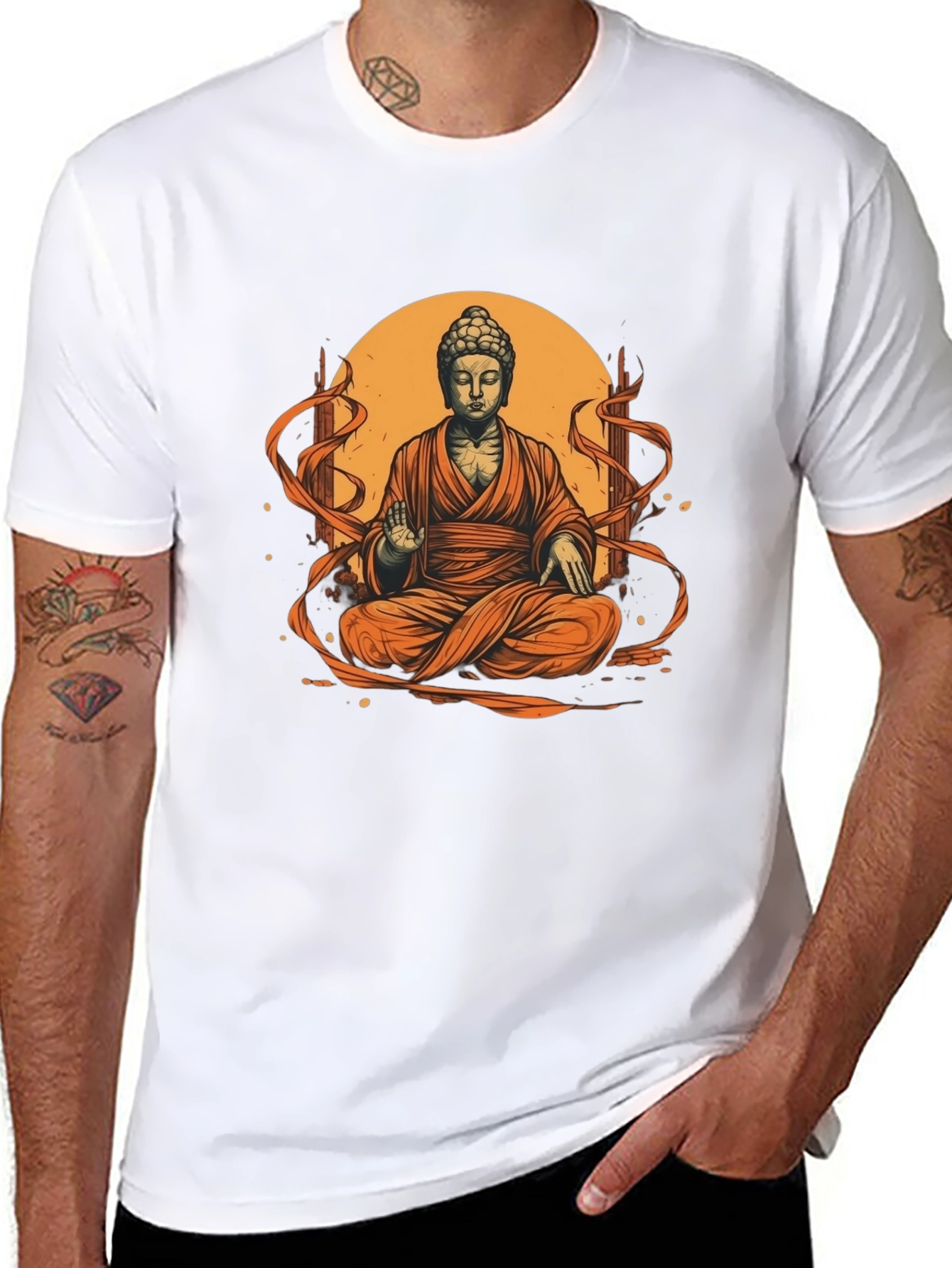 Buddha Graphic Tee - Black Cotton Blend
