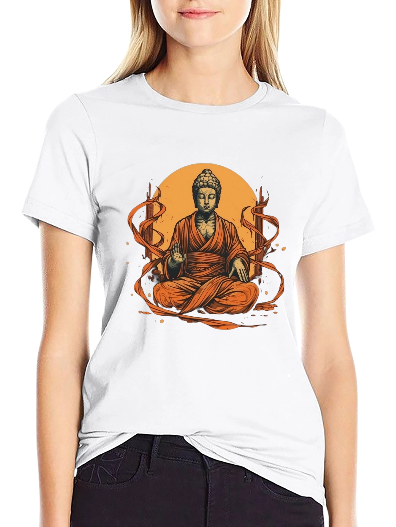 Buddha Graphic Tee - Black Cotton Blend