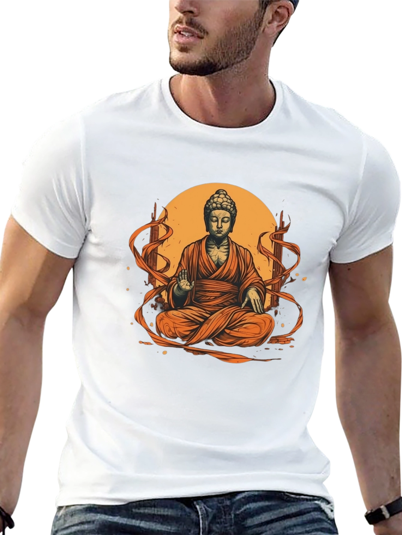 Buddha Graphic Tee - Black Cotton Blend