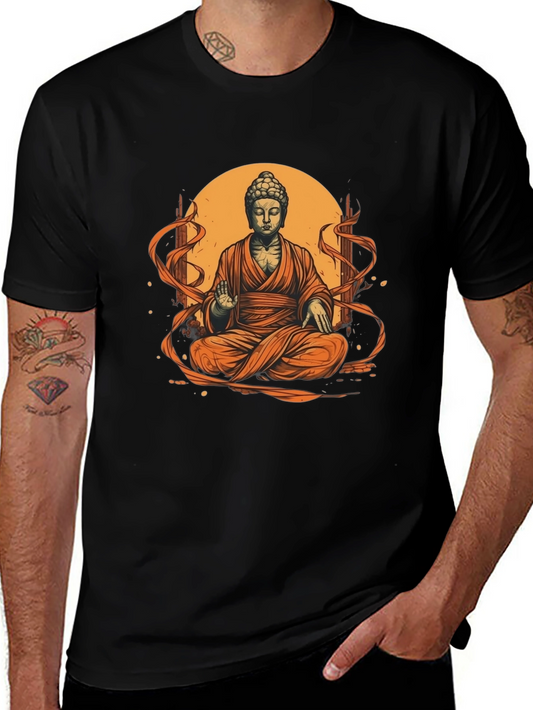 Buddha Graphic Tee - Black Cotton Blend