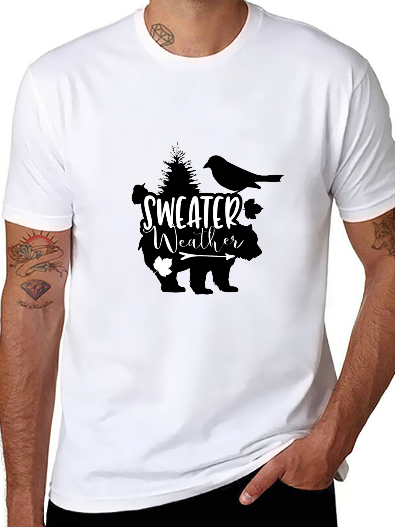 Sweater Weather Bear Graphic Tee - Black