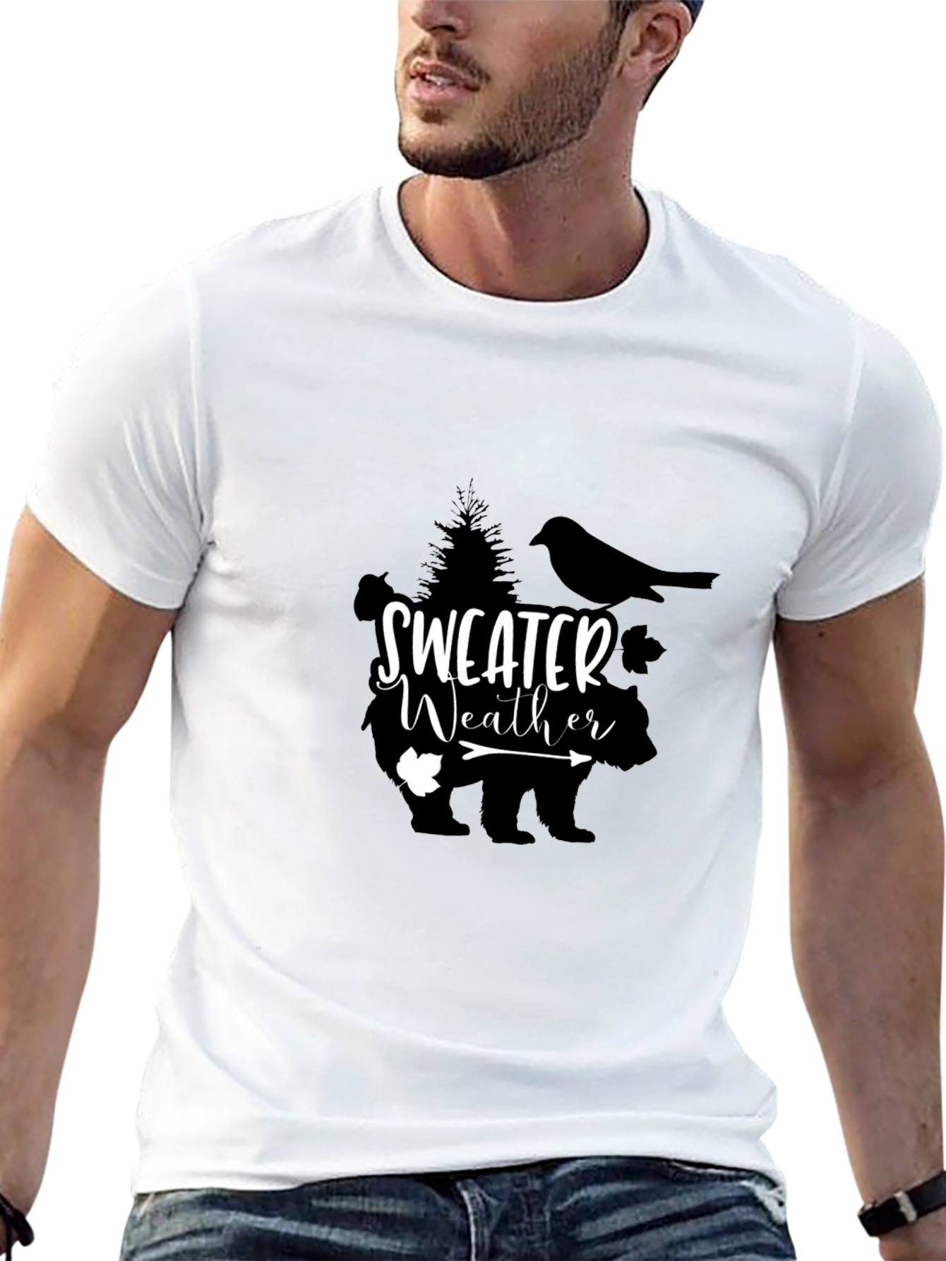 Sweater Weather Bear Graphic Tee - Black