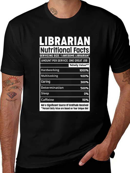 Librarian Nutritional Facts Graphic T-Shirt