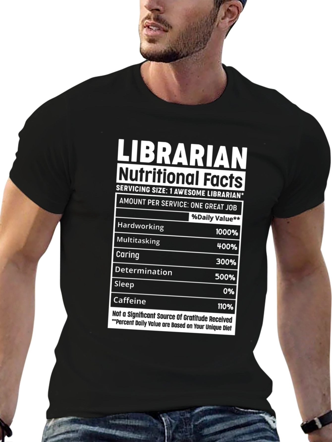 Librarian Nutritional Facts Graphic T-Shirt