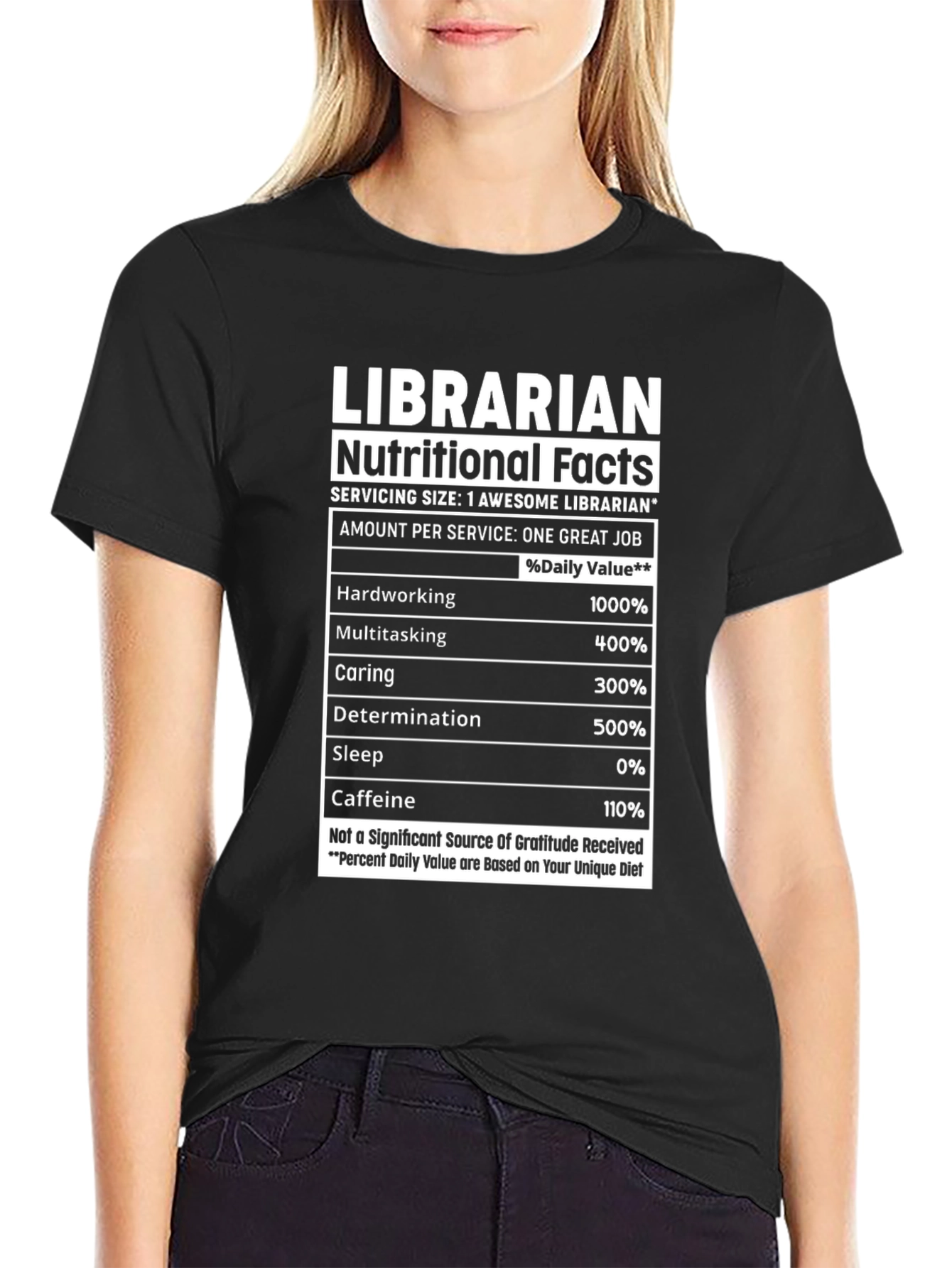 Librarian Nutritional Facts Graphic T-Shirt