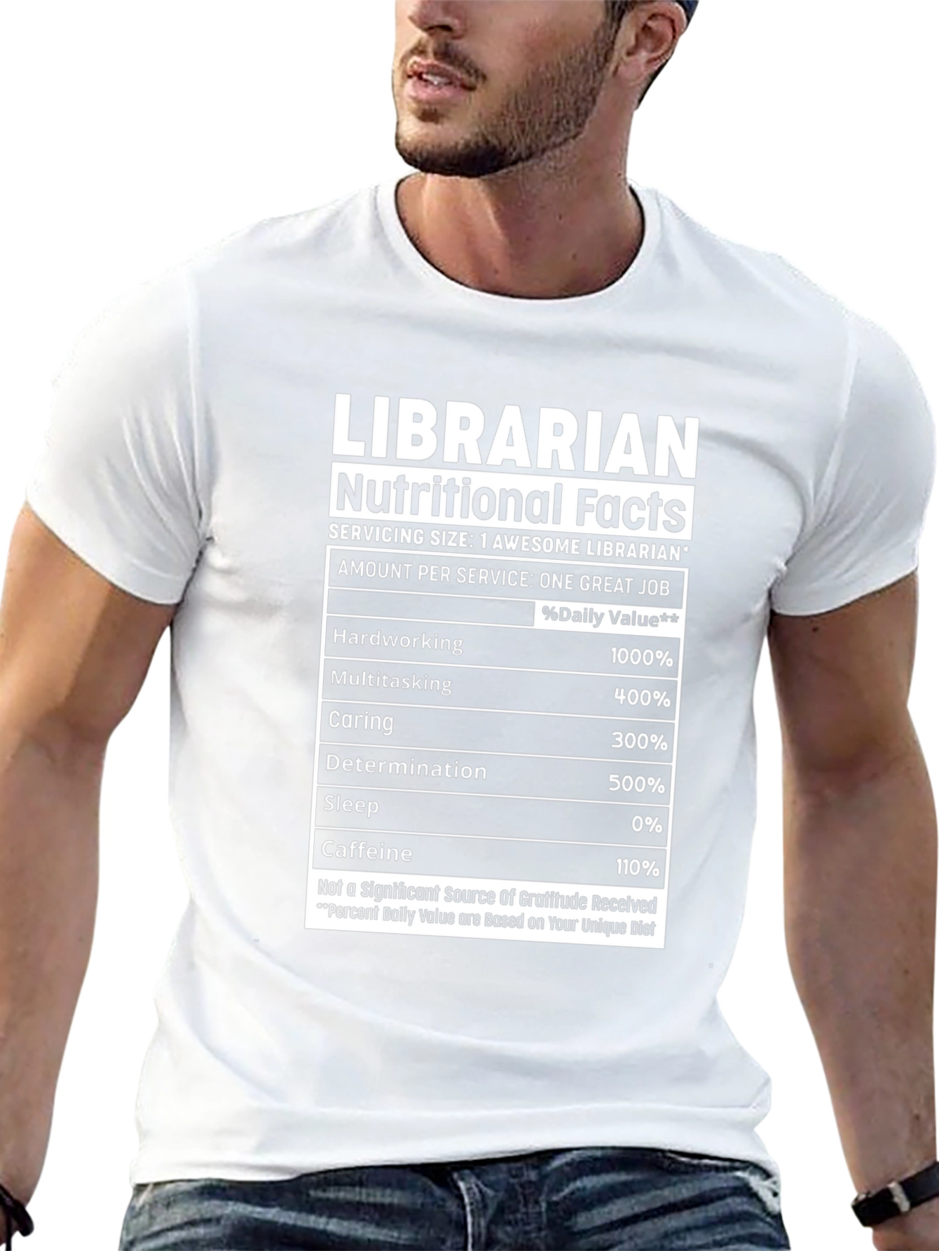 Librarian Nutritional Facts Graphic T-Shirt