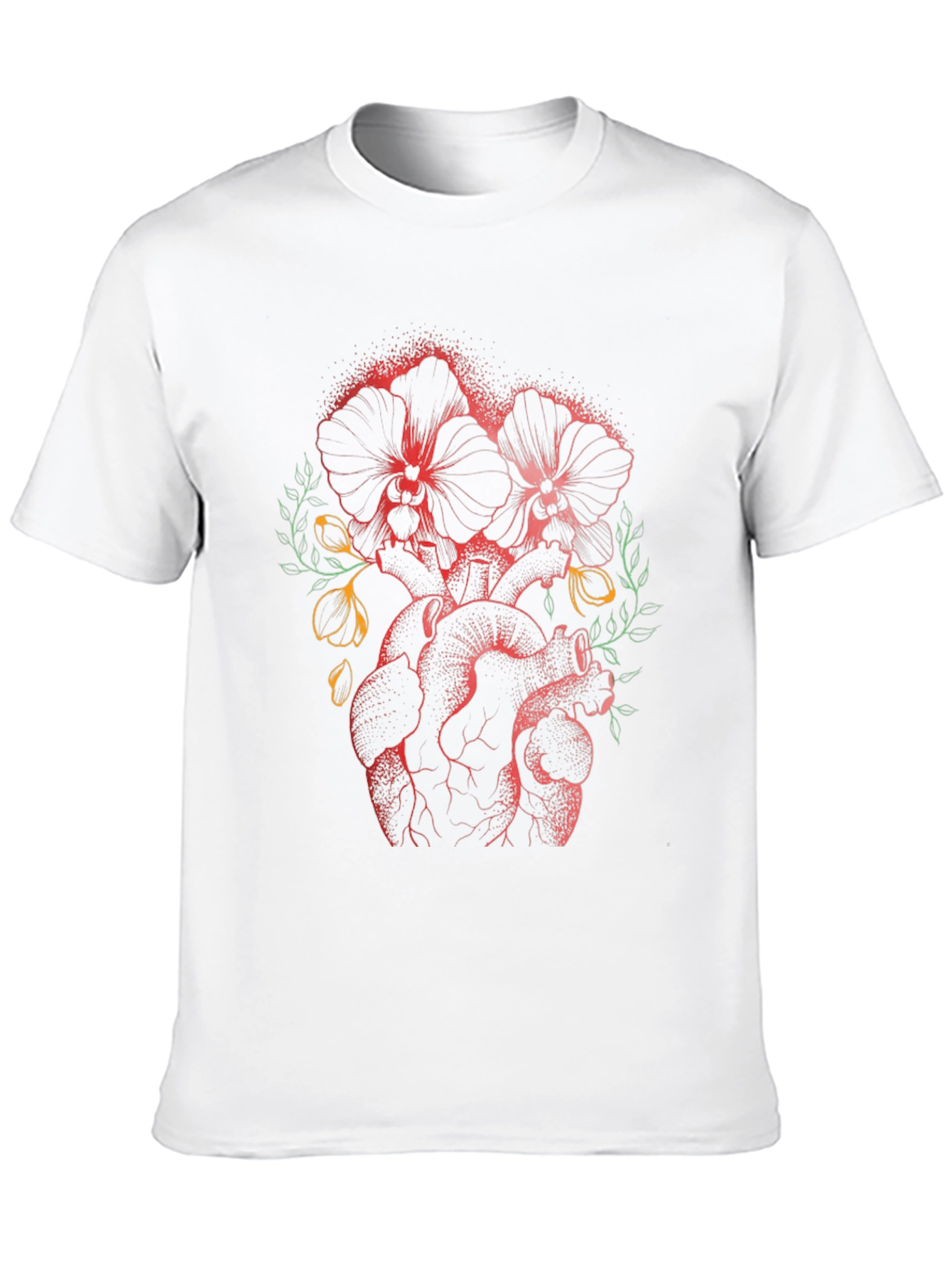 Floral Heart Print Black T-Shirt