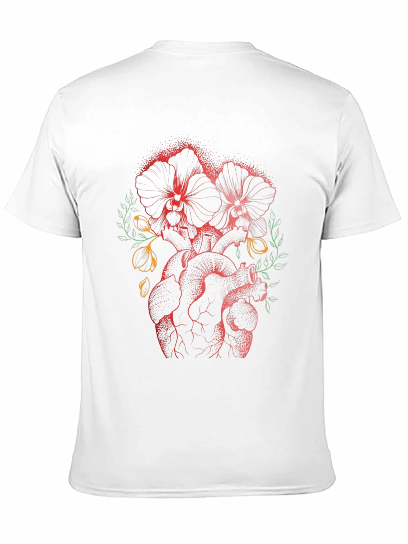 Floral Heart Print Black T-Shirt
