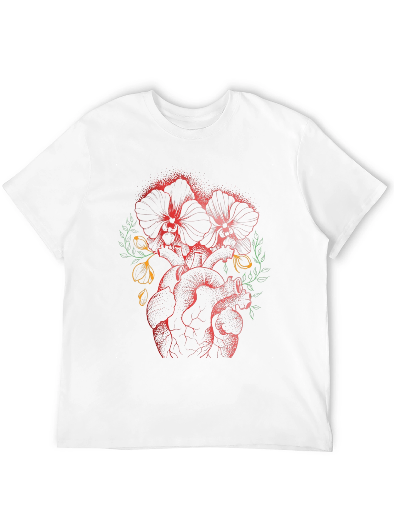 Floral Heart Print Black T-Shirt