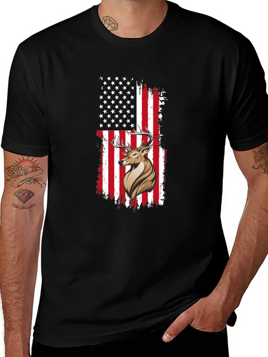 Deer Flag Graphic Tee - Mens Black T-Shirt