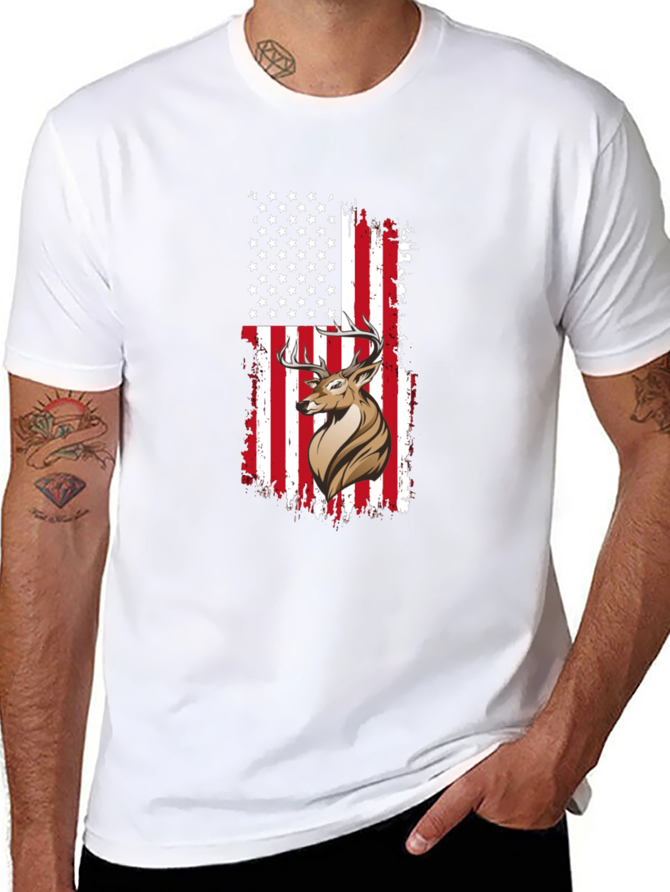 Deer Flag Graphic Tee - Mens Black T-Shirt
