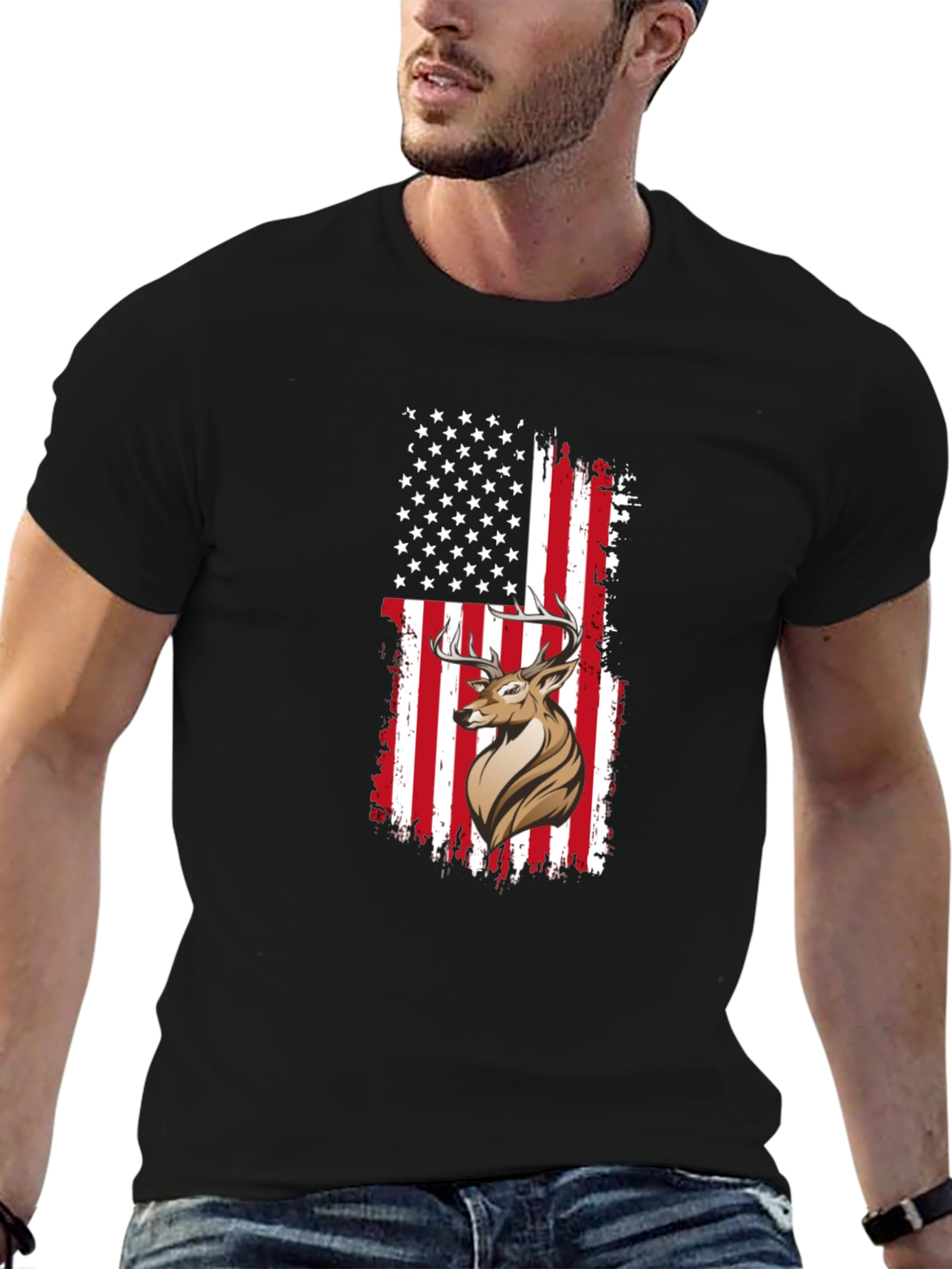 Deer Flag Graphic Tee - Mens Black T-Shirt