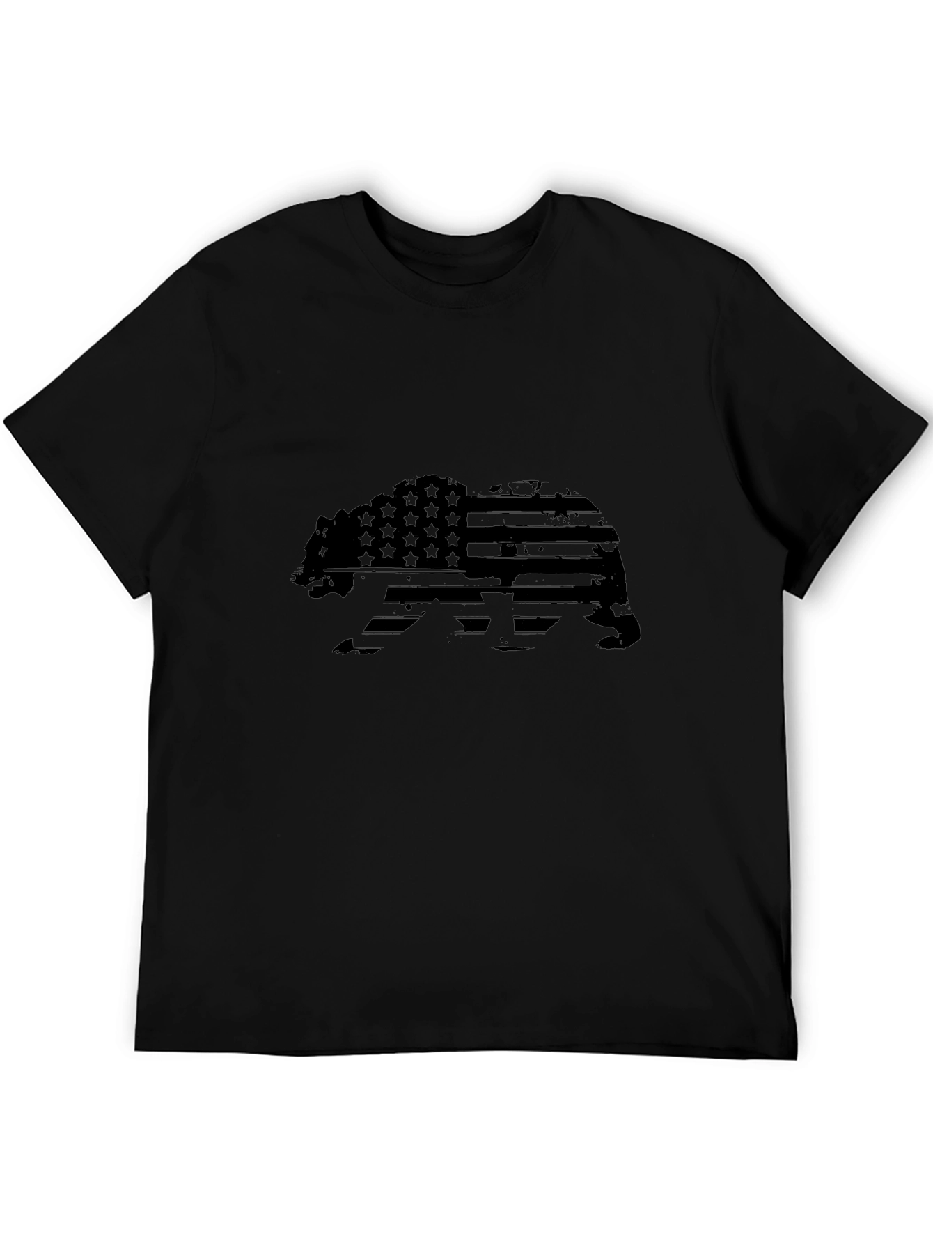 American Flag Bear Graphic Tee - Black