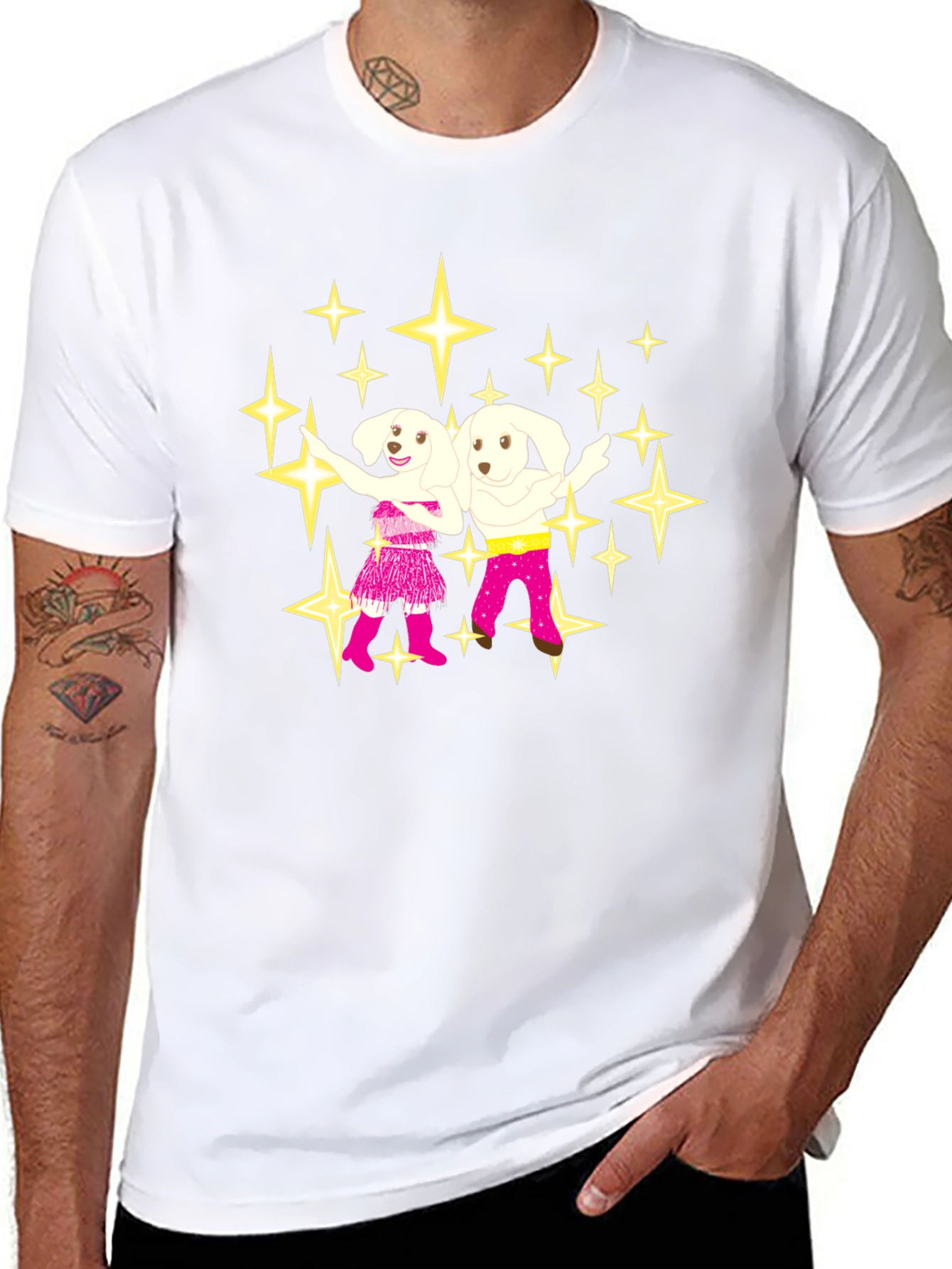 Dancing Dogs Graphic Tee - Black