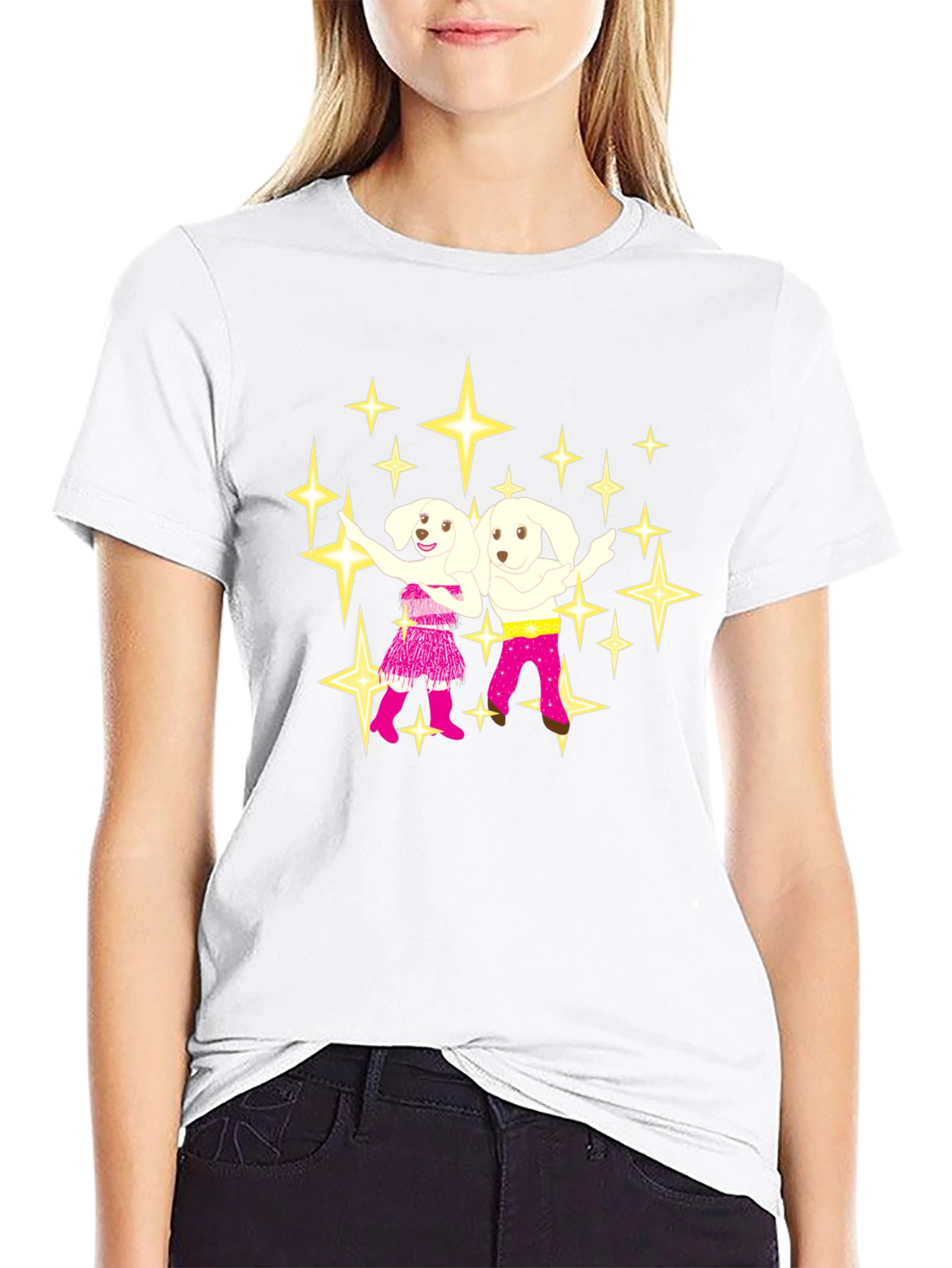 Dancing Dogs Graphic Tee - Black