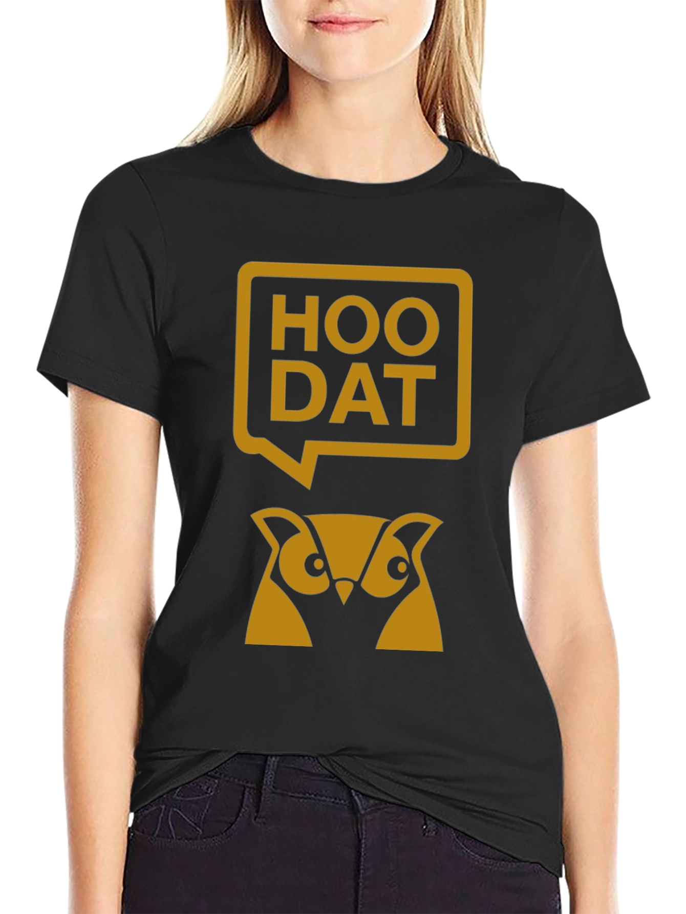 Hoo Dat Owl Graphic T-Shirt - Black