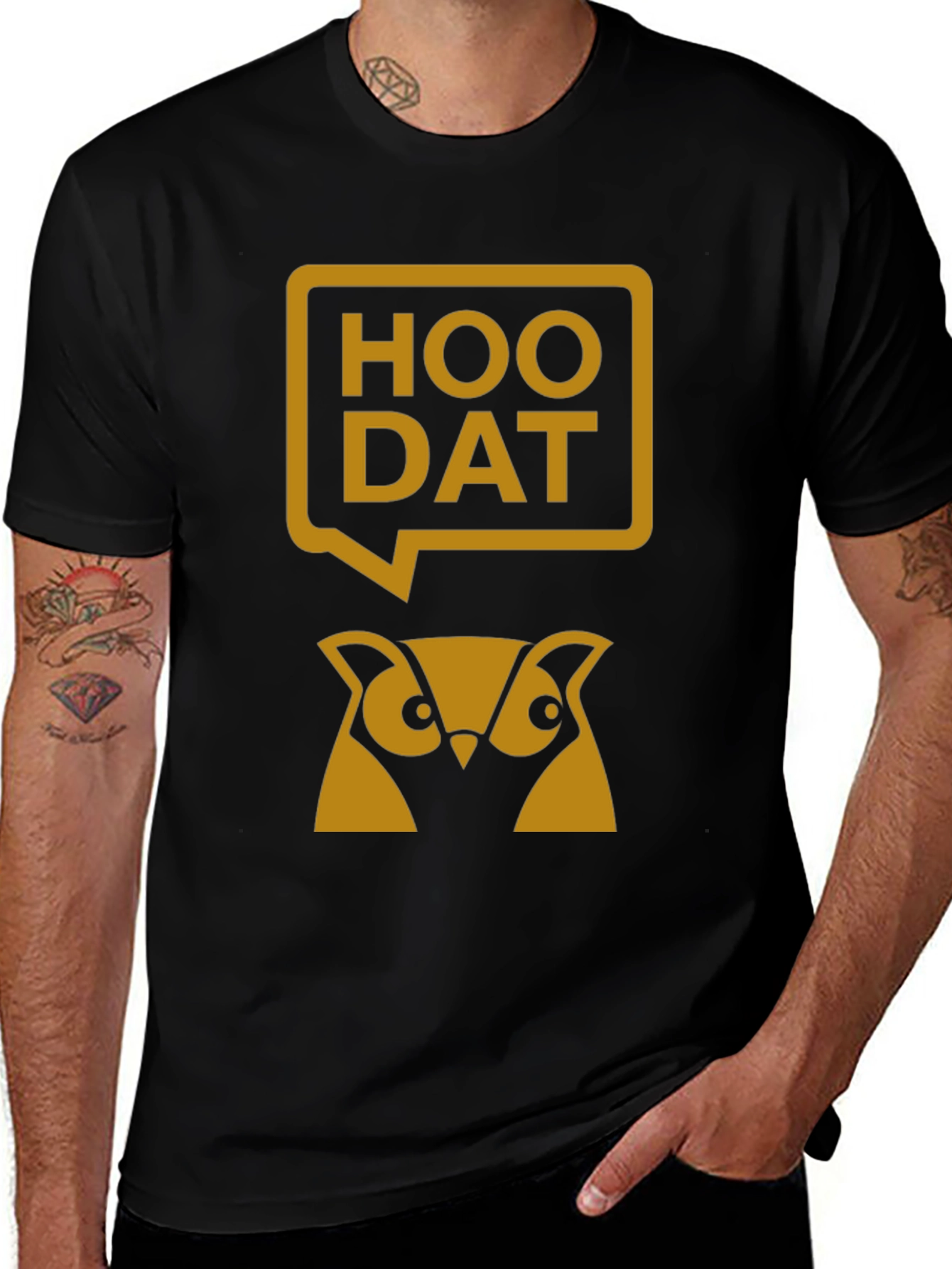 Hoo Dat Owl Graphic T-Shirt - Black