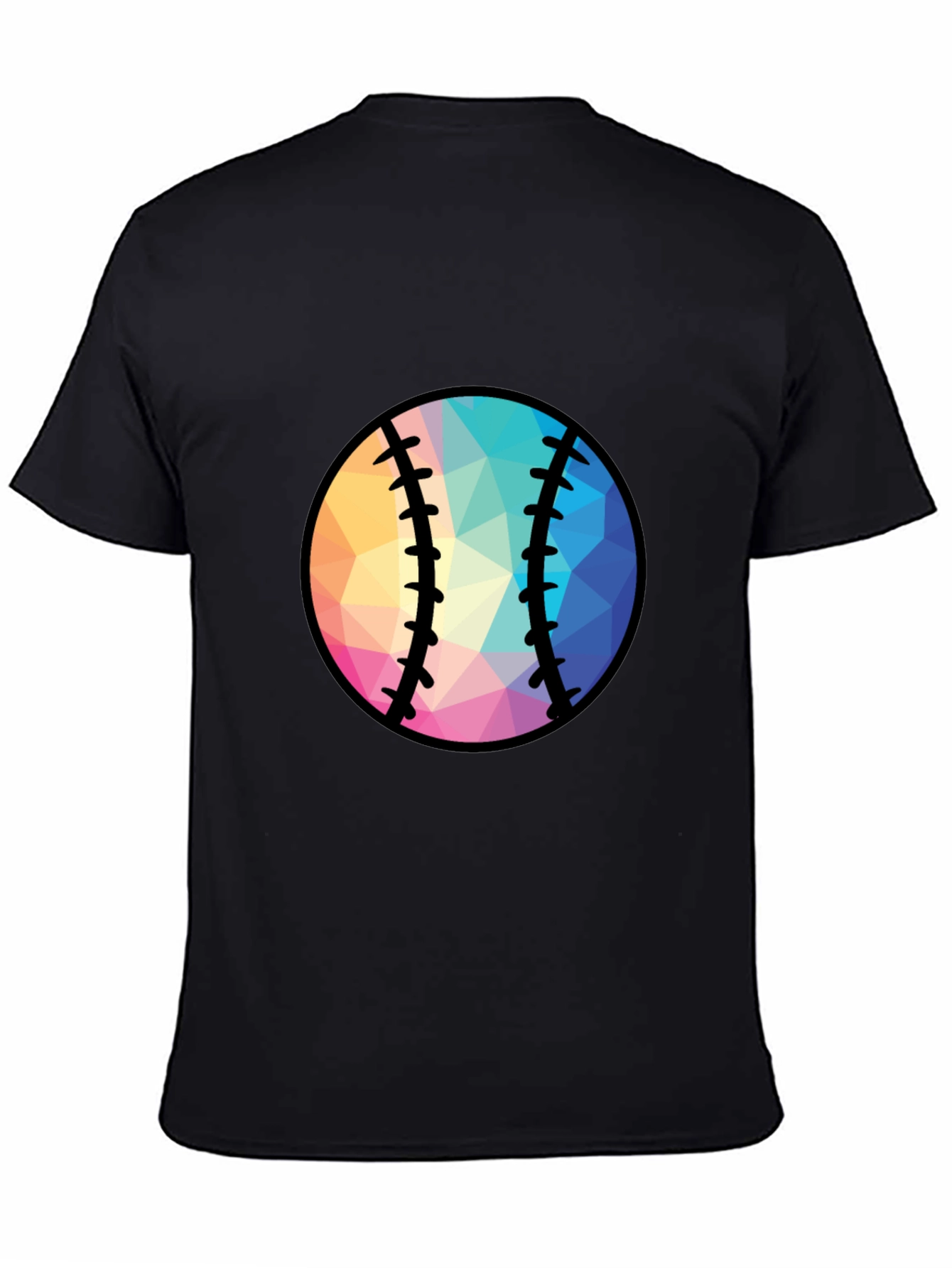 Geometric Baseball Graphic Tee - Black