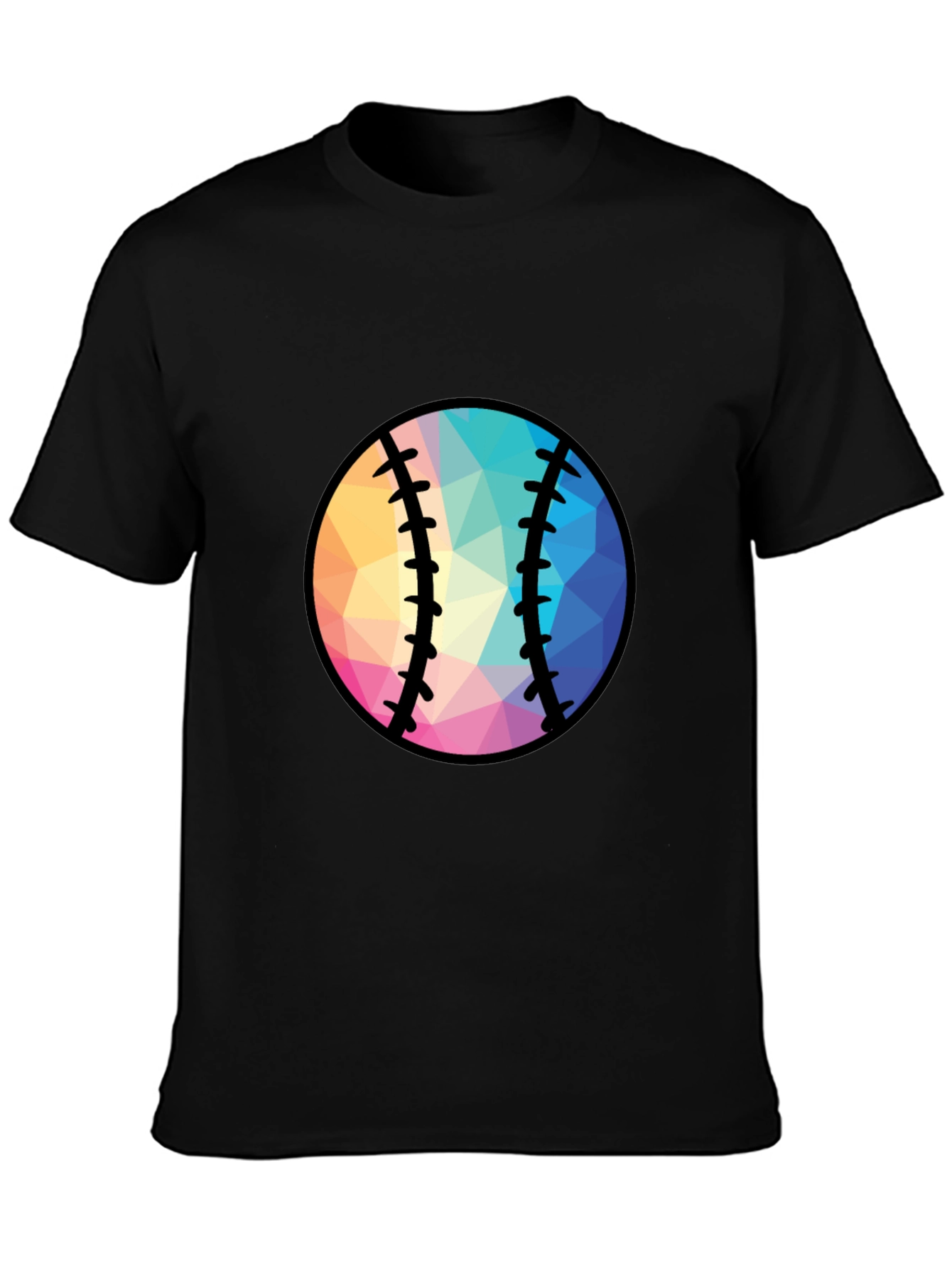 Geometric Baseball Graphic Tee - Black