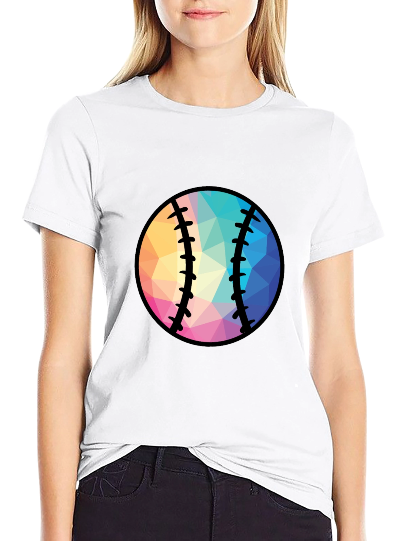 Geometric Baseball Graphic Tee - Black