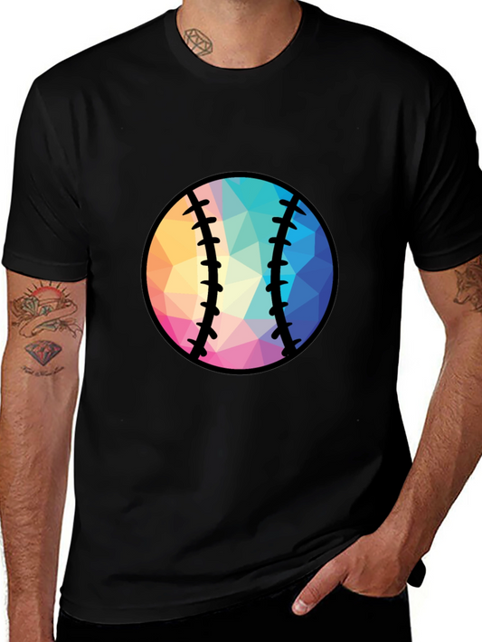 Geometric Baseball Graphic Tee - Black