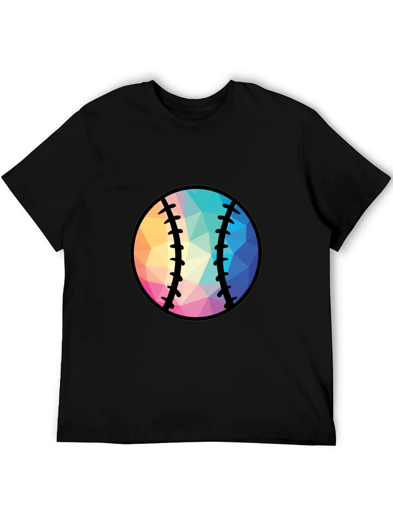 Geometric Baseball Graphic Tee - Black