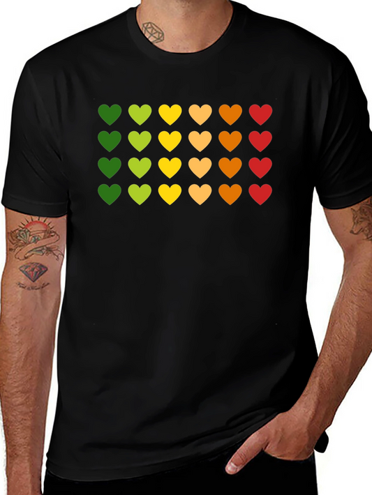 Colorful Hearts Graphic Black T-Shirt