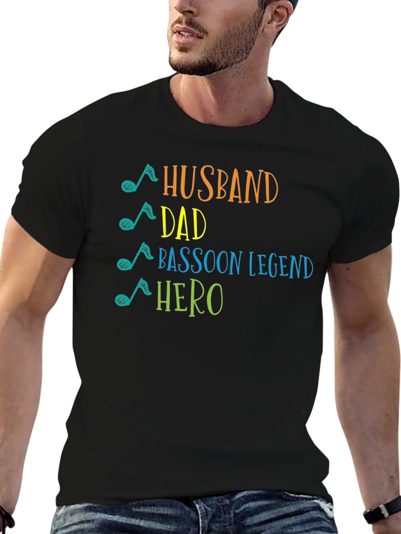Husband Dad Bassoon Legend Hero Graphic Tee