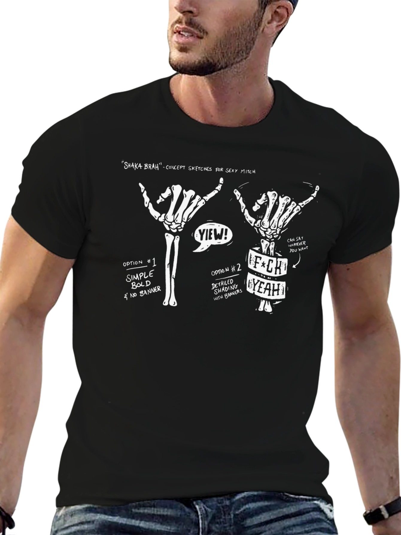 Shaka Brah T-Shirt | Skeleton Hand Sketches