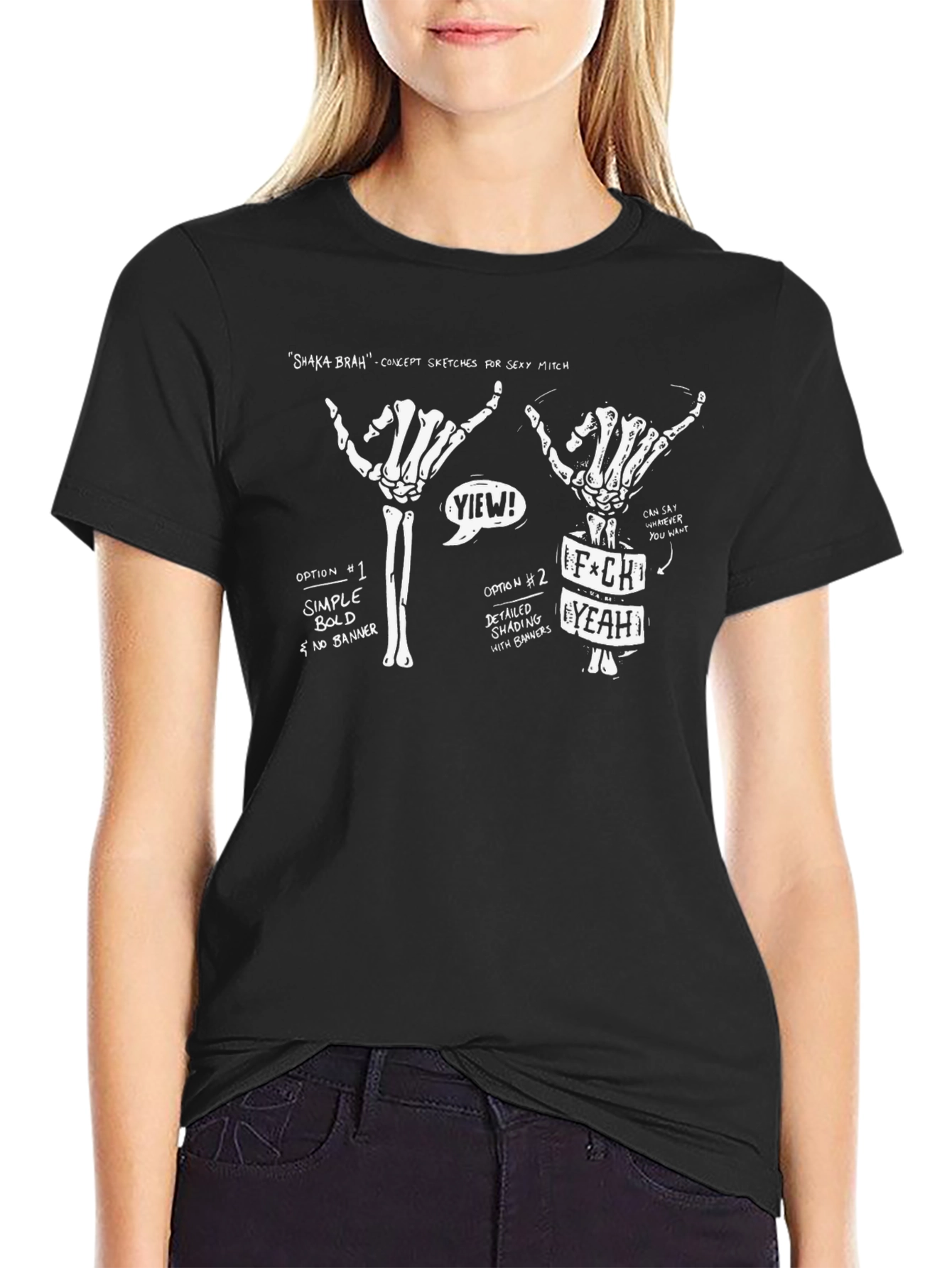 Shaka Brah T-Shirt | Skeleton Hand Sketches