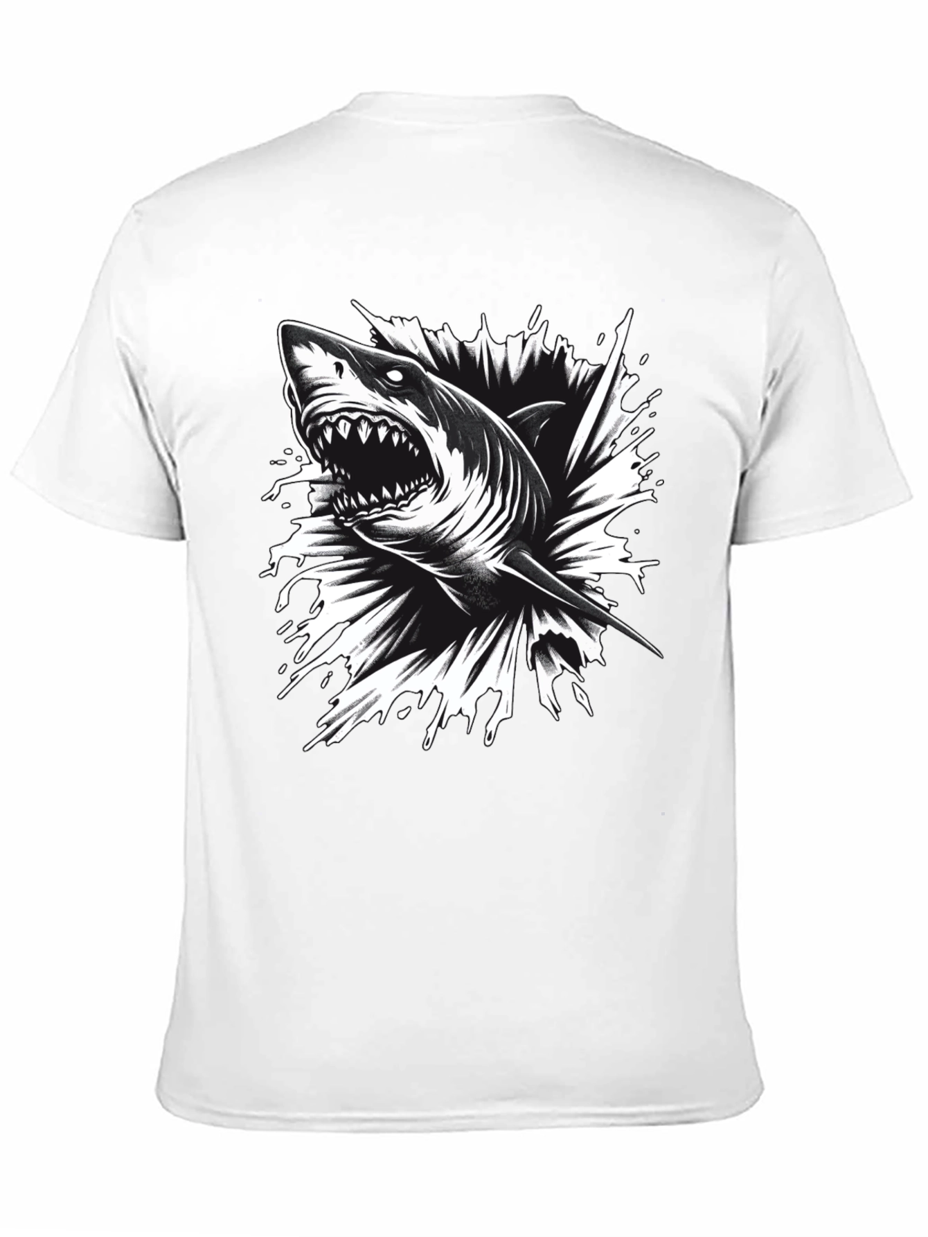 Mens Black Shark Graphic Tee - Bold & Edgy!