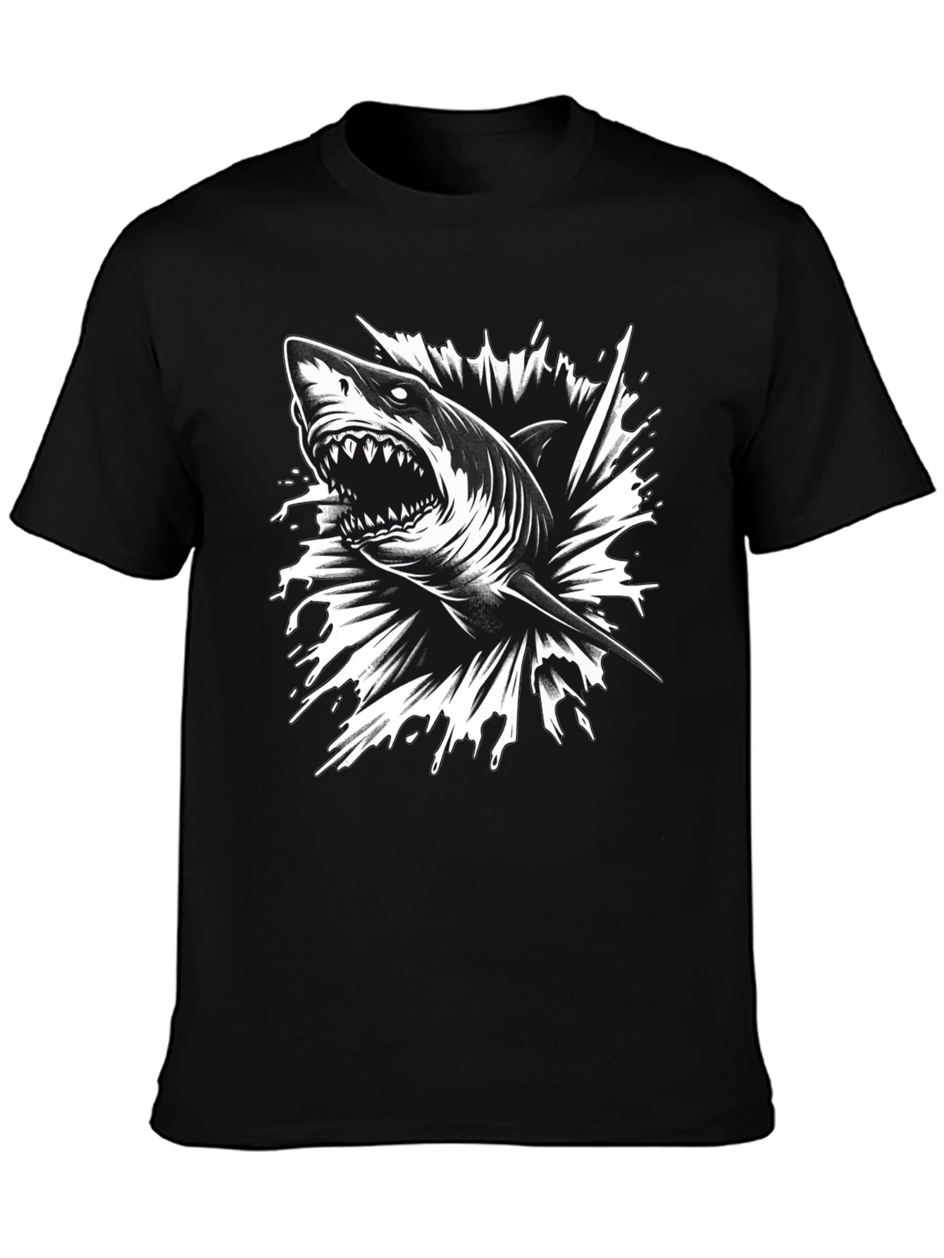 Mens Black Shark Graphic Tee - Bold & Edgy!