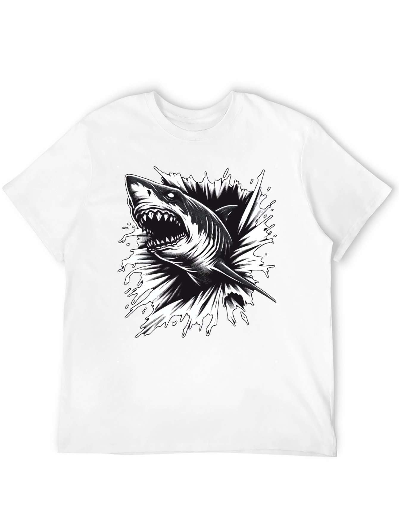 Mens Black Shark Graphic Tee - Bold & Edgy!
