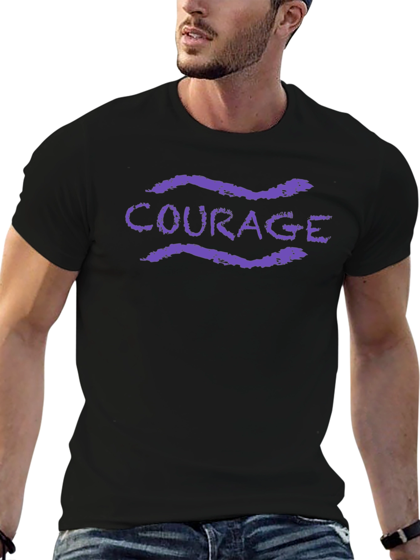 Courage Graphic Tee - Black Cotton Blend T-Shirt