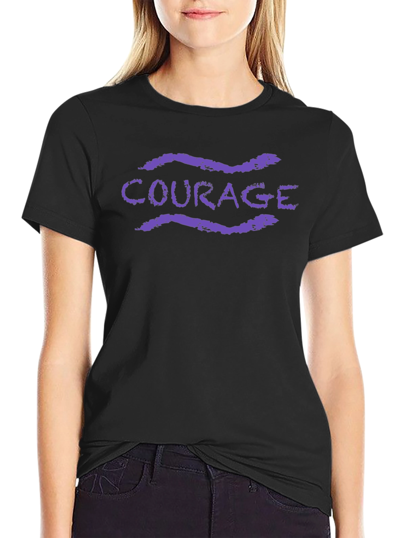 Courage Graphic Tee - Black Cotton Blend T-Shirt
