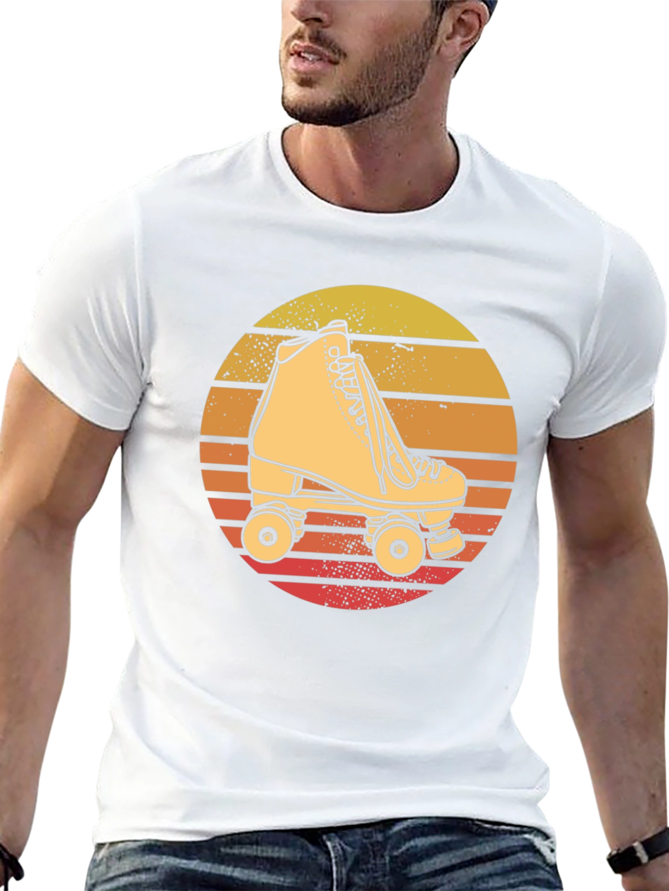 Retro Roller Skate T-Shirt - Sunset Design