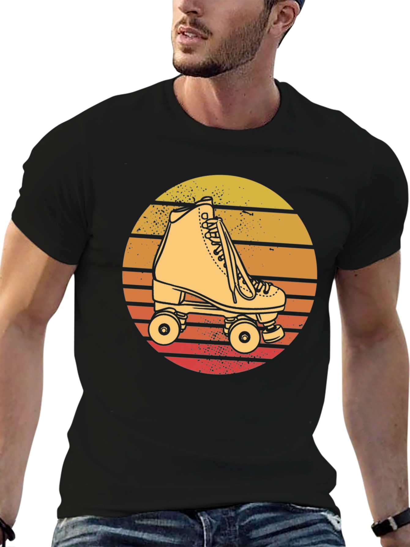 Retro Roller Skate T-Shirt - Sunset Design