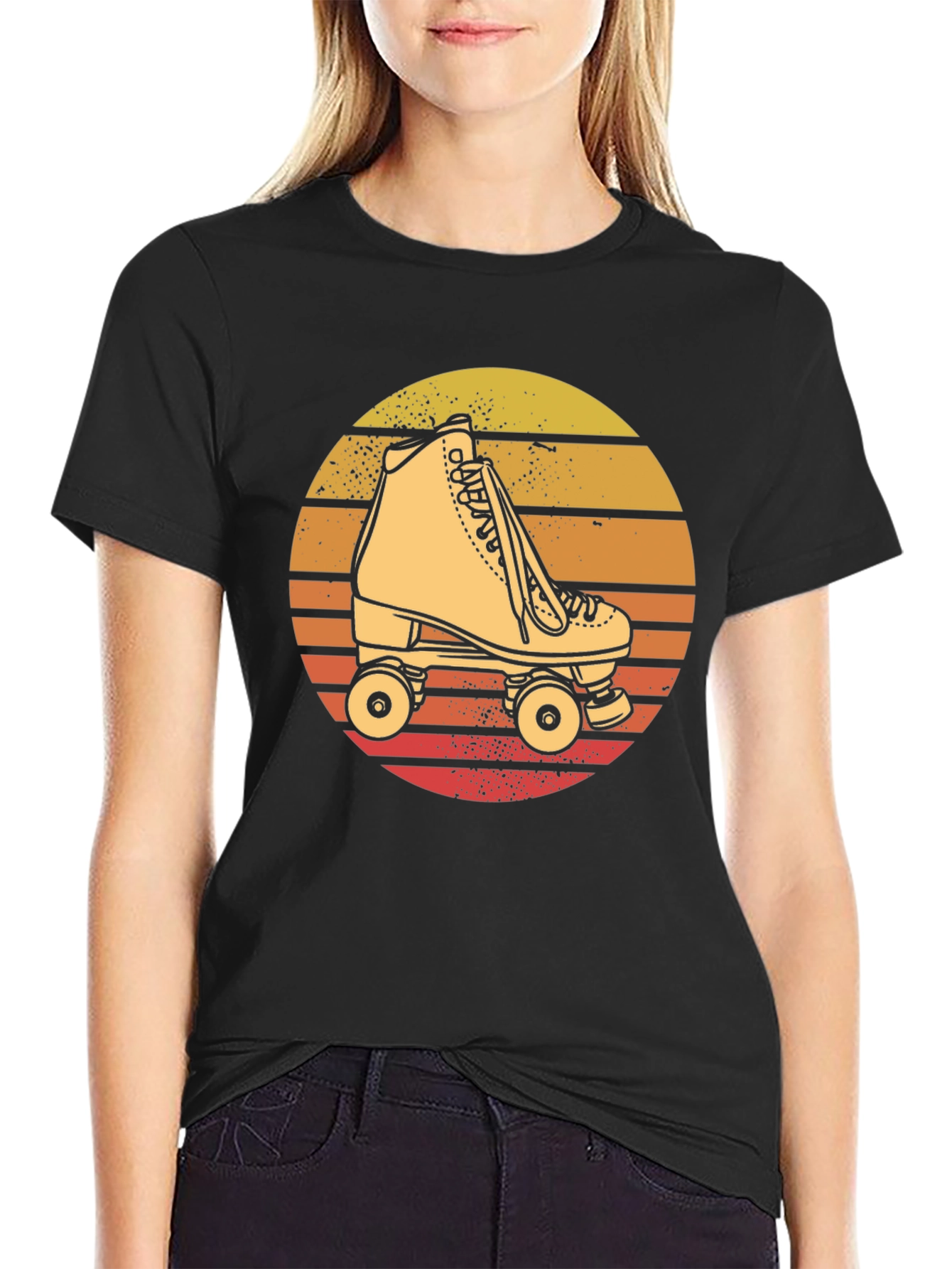 Retro Roller Skate T-Shirt - Sunset Design