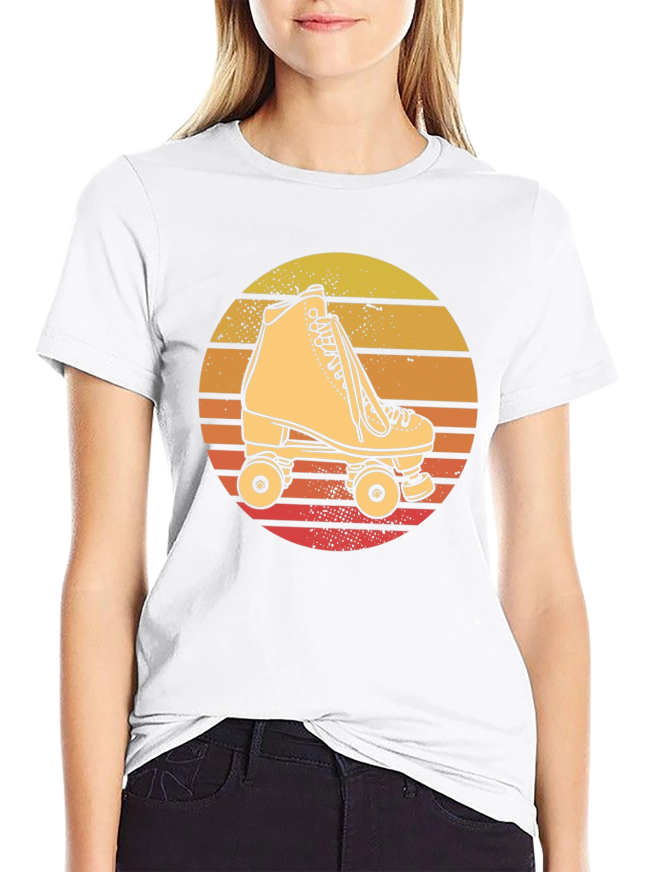 Retro Roller Skate T-Shirt - Sunset Design