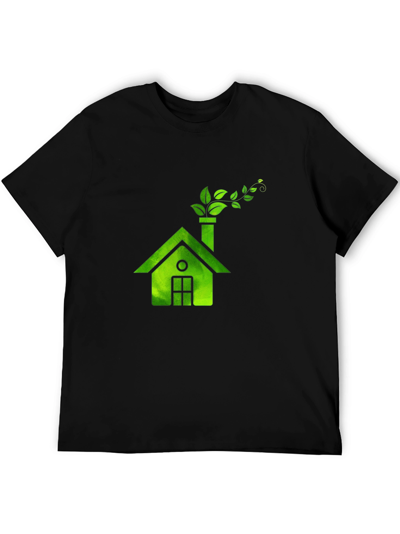 Eco House Graphic Tee - Black Green Print