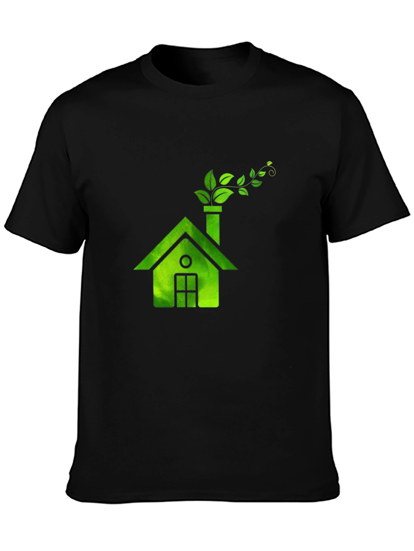 Eco House Graphic Tee - Black Green Print